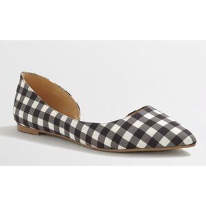 J. Crew Classic Navy And White Gingham Dorsay Flat 9.5